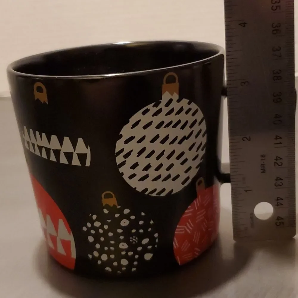 Starbucks 2016 Holiday Ornament Print Coffee Mug Black 14 oz